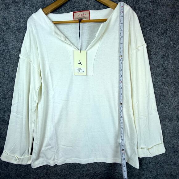 Atoir Sports Club The Windsor Top Womens 2 White Bone Drapey Oversized Lagenlook - Picture 6 of 7